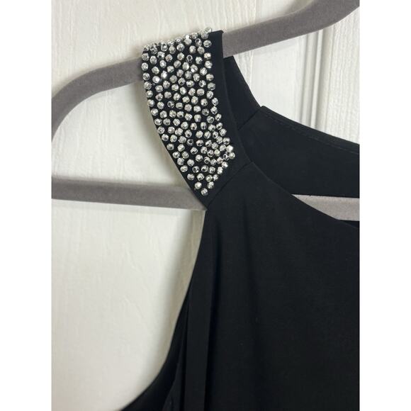 Onyx Moda Black Sleeveless Rhinestone Top Size Medium Classic Going Out Top USA - Picture 4 of 6